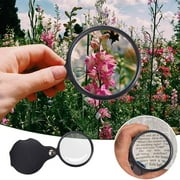Sumllary 10x Small Pocket Magnify Glass Folding Mini Magnifying Glass With Rotating Protective Leather Apply To Reading Science Jewelry Hobbies Books Small Craft Table Stationery Organizer Clear